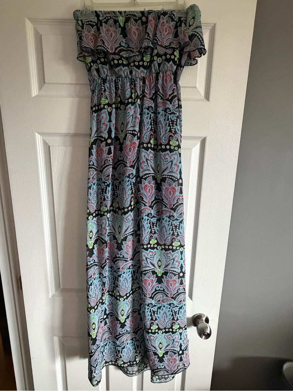 Girls Black Paisley Maxi Dress - Strapless Summer Style